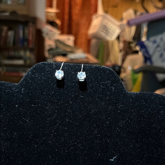 Italian Sunstone Imports Sparkling 925 Silver Crystal Earrings - Picture 1 of 5
